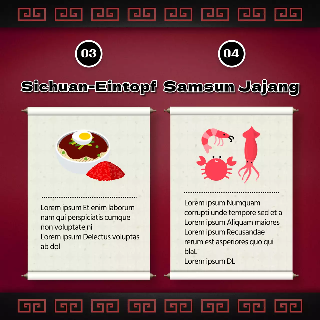 Rote Schriftrollen werben für die Einführung des traditionellen "Black Day Jajangmyeon Meal Kit