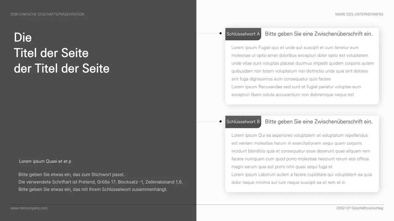 Einfache Geschäftspräsentation in Schwarz und Weiß