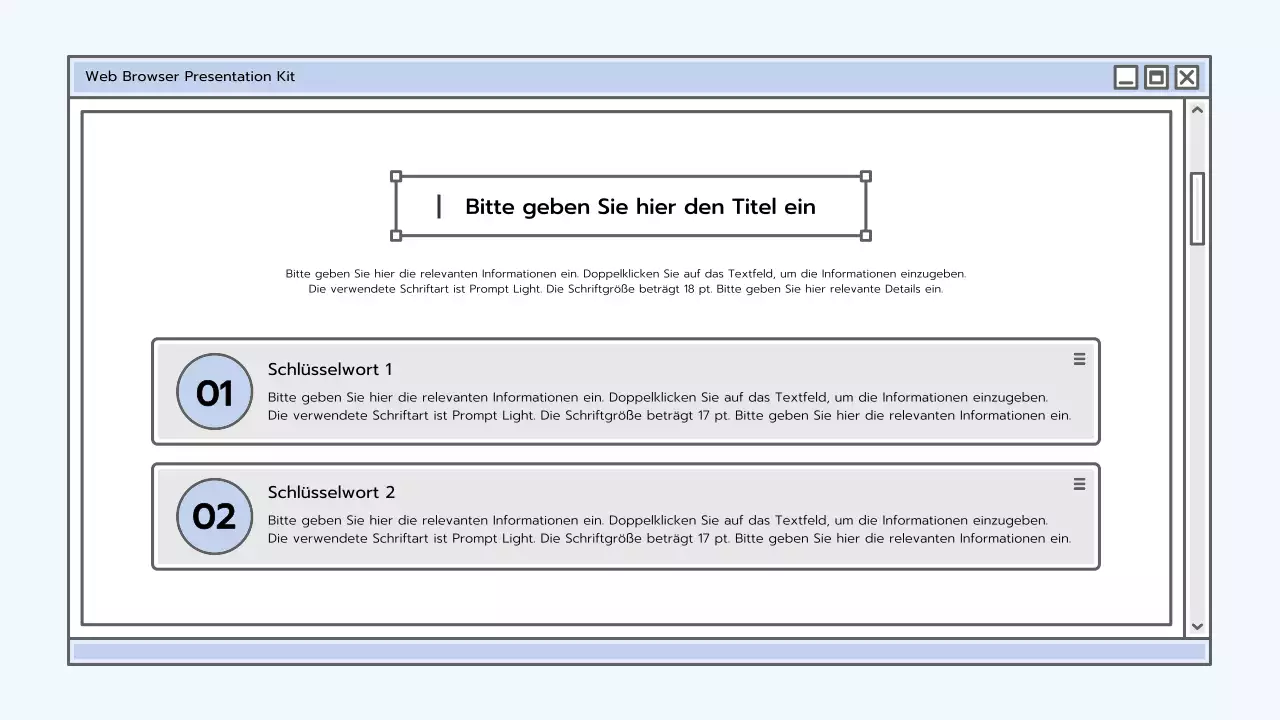 Präsentationsmappe mit einem hellblauen Browserkonzept