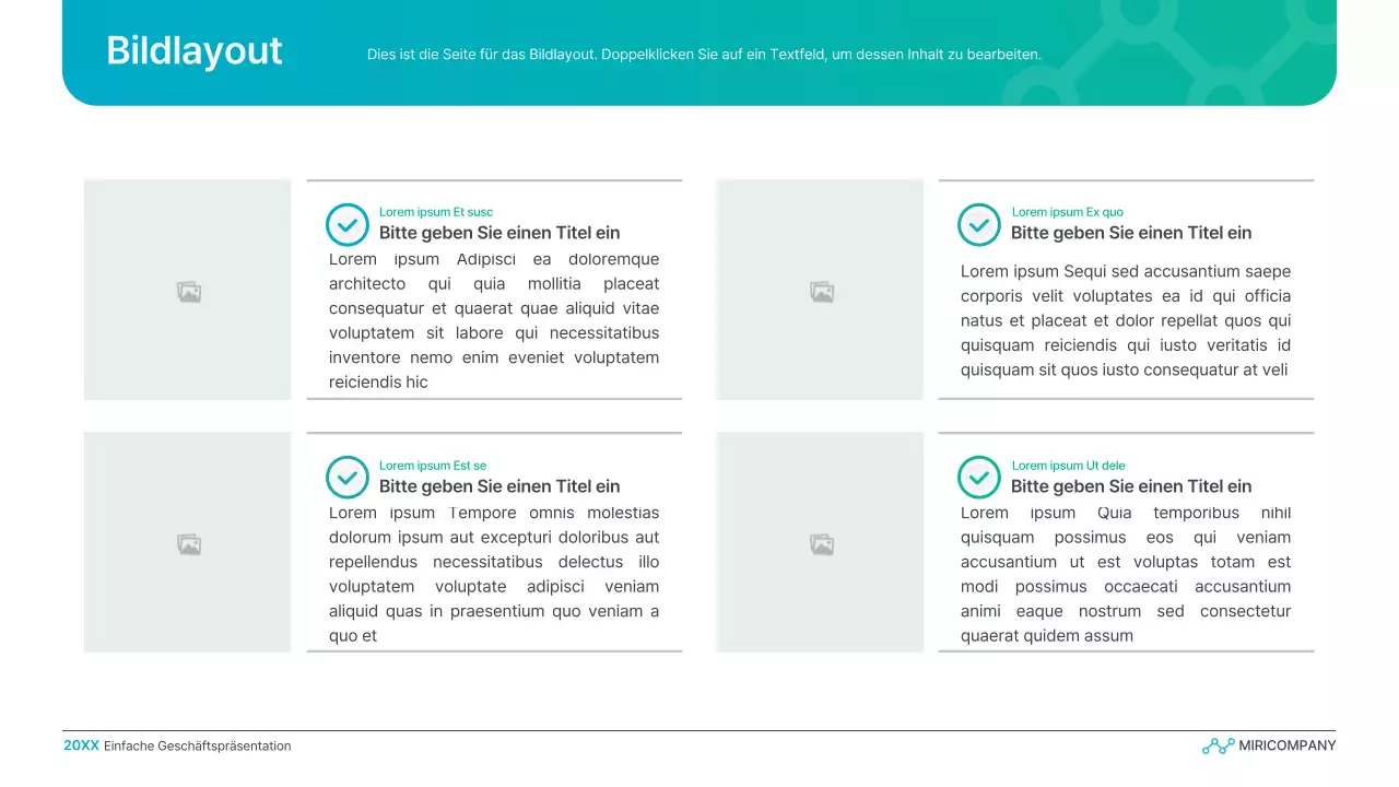 Einfache Geschäftspräsentation mit Farbverlauf in Hellblau und Grün