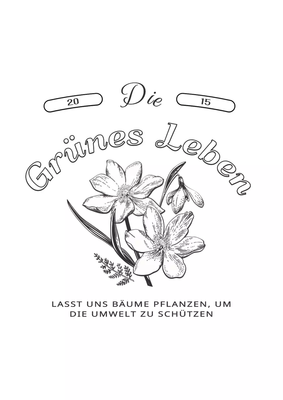 Umweltfreundlicher Stringbeutel im Vintage-Design mit illustrierten Blumen und Pflanzen