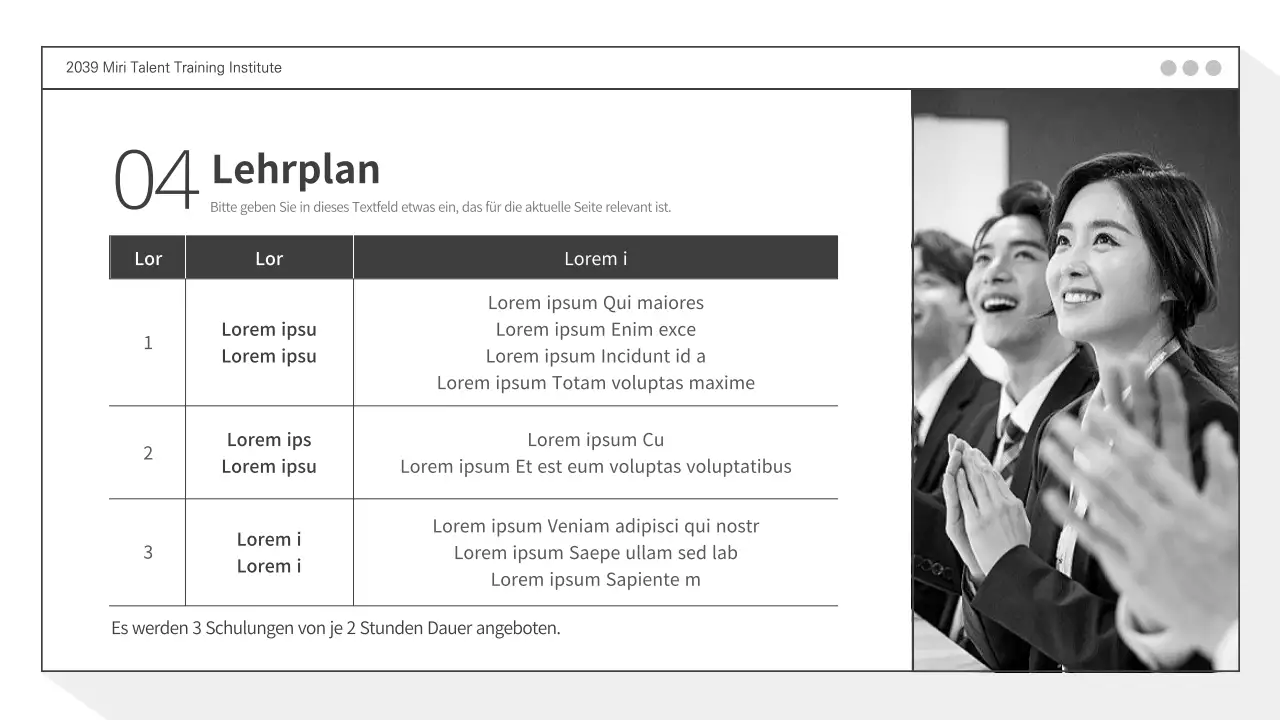 Angebot für ein maßgeschneidertes Schulungsprogramm für Unternehmen PPT von Grayton