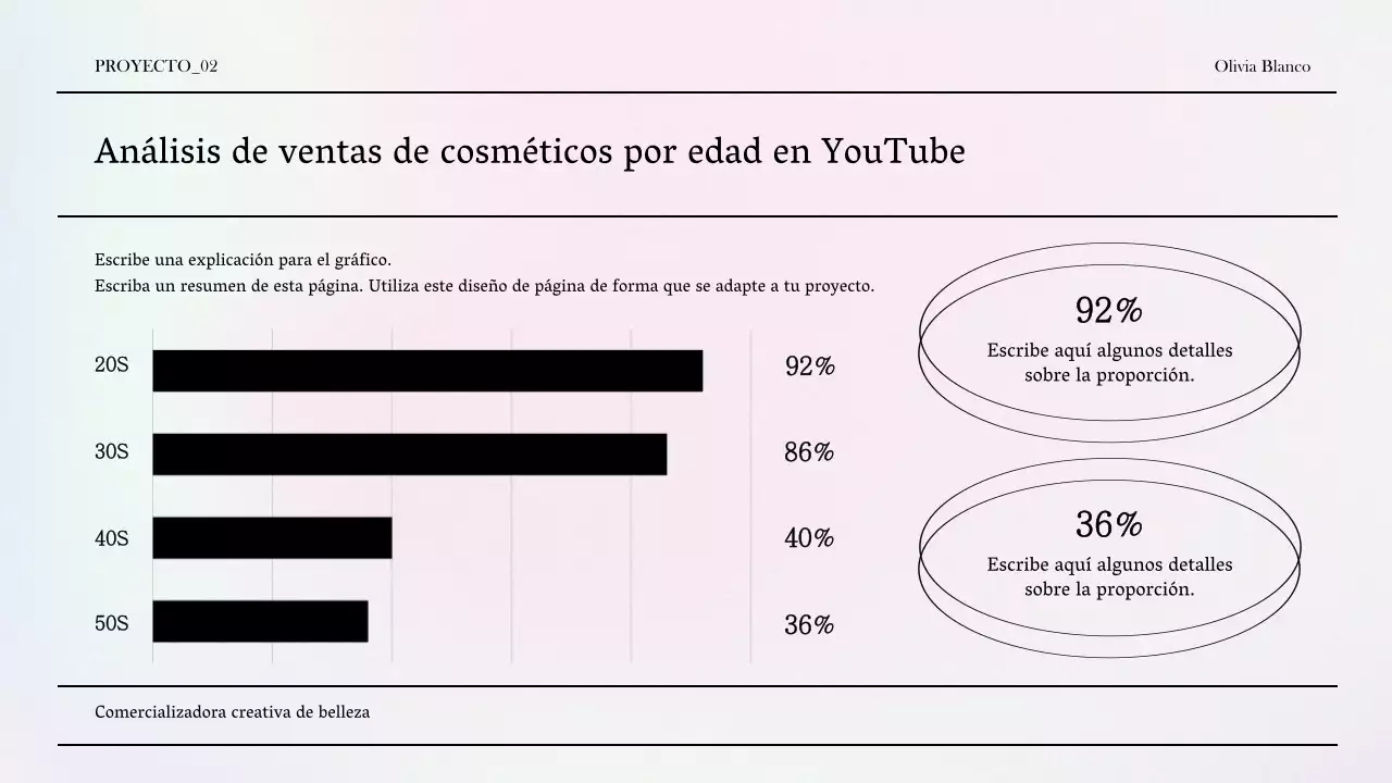 Una lujosa cartera de marketing de belleza en morado y azul