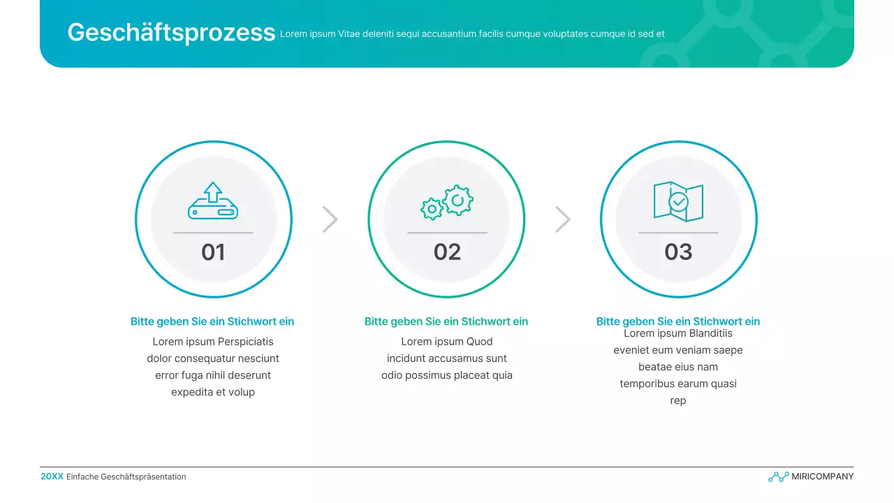 Einfache Geschäftspräsentation mit Farbverlauf in Hellblau und Grün