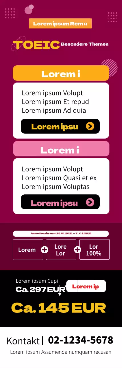 Rote Textbetonung Gepflegt und aufgeräumt TOEIC-Sonderveranstaltung Schulförderung