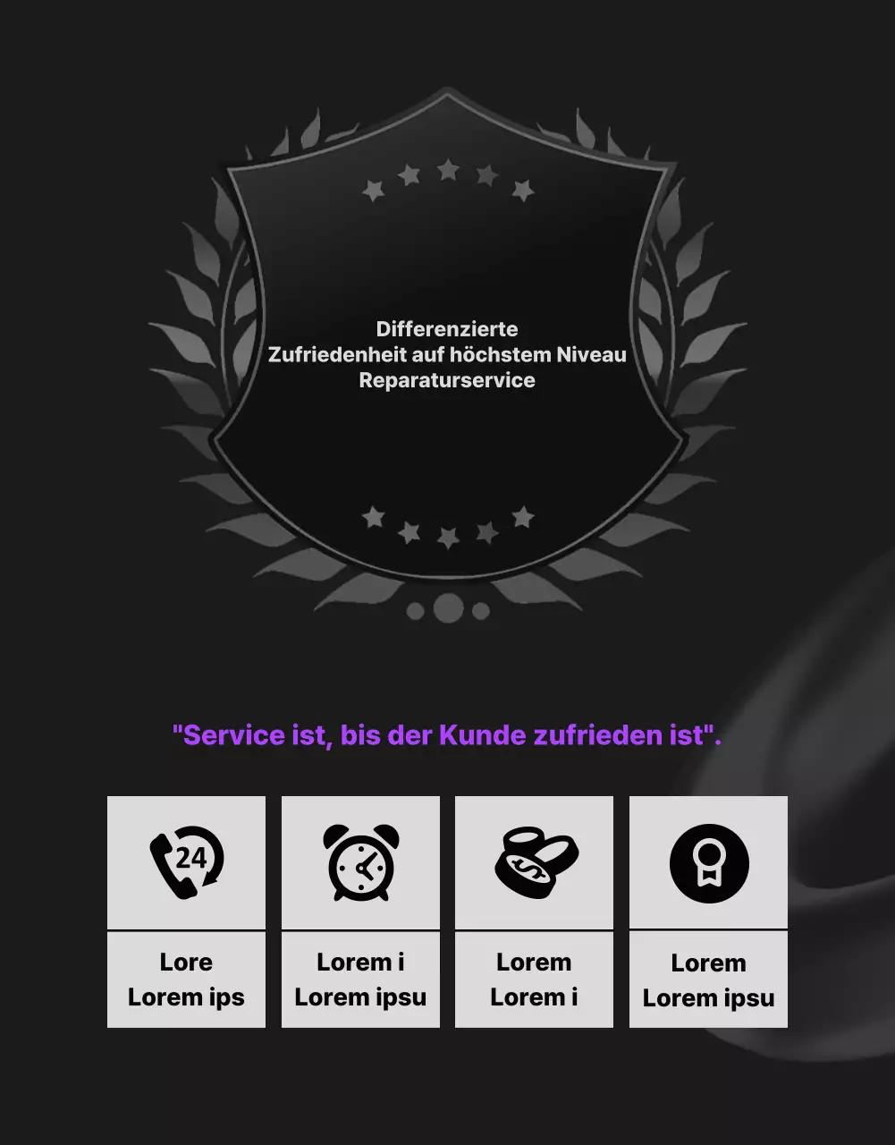 Werbung für Elektronikreparaturen mit lila Punkten (mehr)