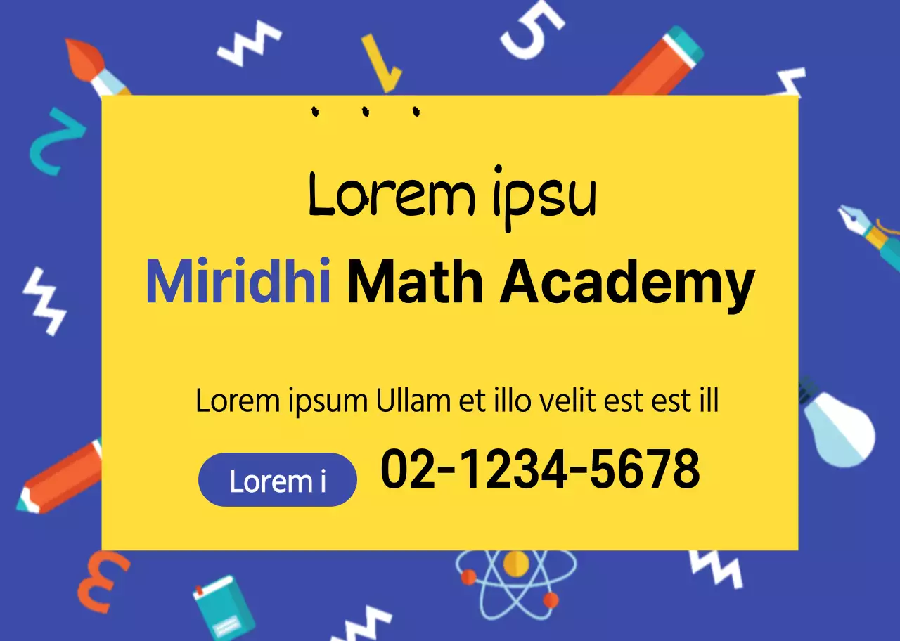 Illustrationsmuster eines blauen Fensters, das für eine Mathe-Schule wirbt