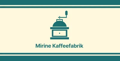 Kaffee-Café-Balsa mit türkisfarbener Linie, die eine Kaffeemühle darstellt