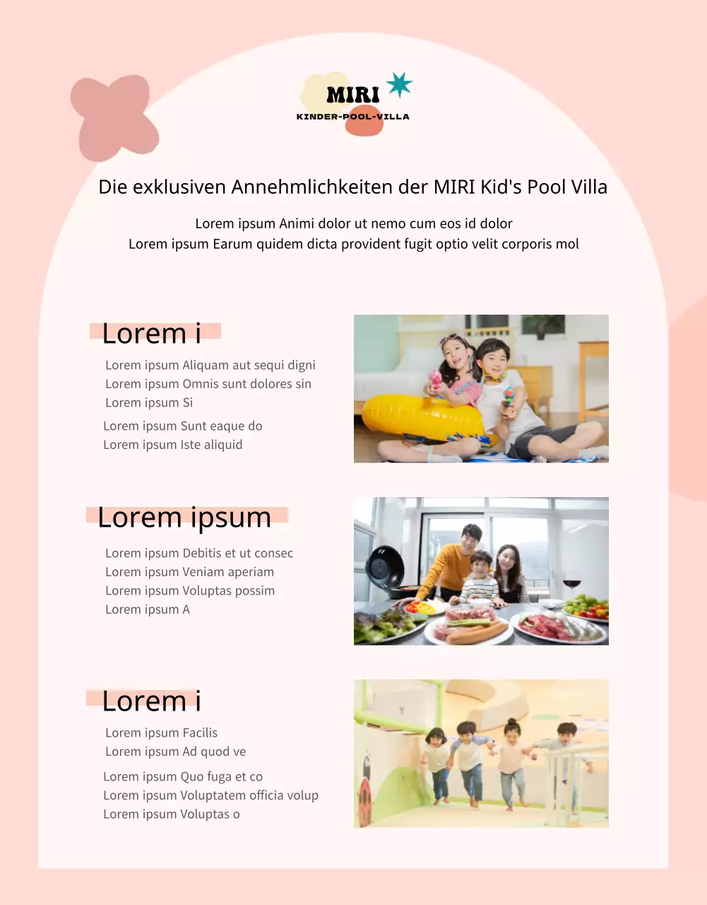 Vorstellung und Buchung von hübschen pastellfarbenen Kinderpensionen