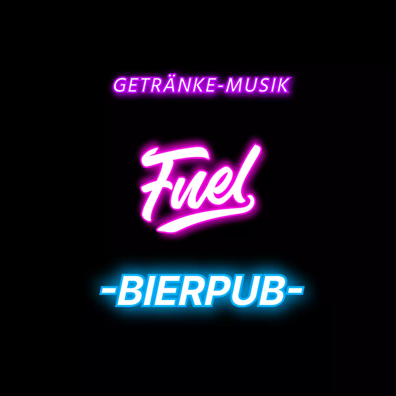 Neonartige Schaufensterbeschriftung mit Texten und Illustrationen zum Thema Brauerei in knalligen Farben