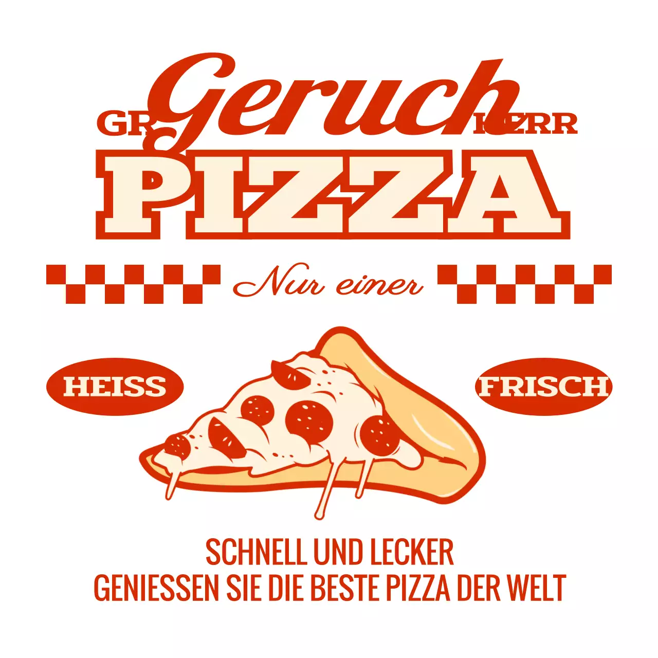 Pizza-Shop-Logo Schürze Design mit Vintage-Pizza Illustration