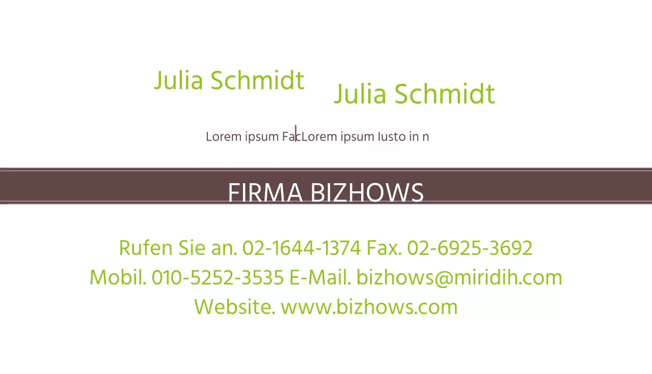 Visitenkarten des Marketingteams