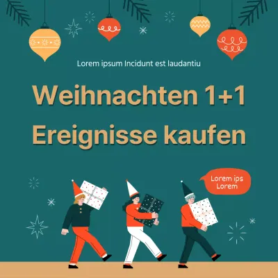 Werben Sie für eine türkisfarbene Weihnachtsaktion, bei der Sie eines gratis bekommen