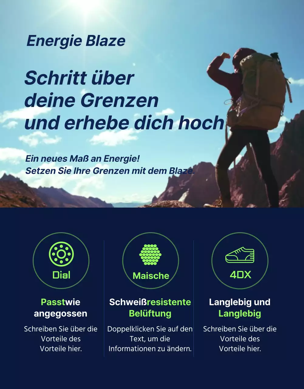 Sportliche und robuste Outdoor-Sneaker in Marine- und Fluoreszenzfarben