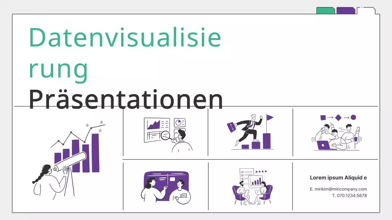 Einfache grüne und violette Diagramme und infografische Darstellung