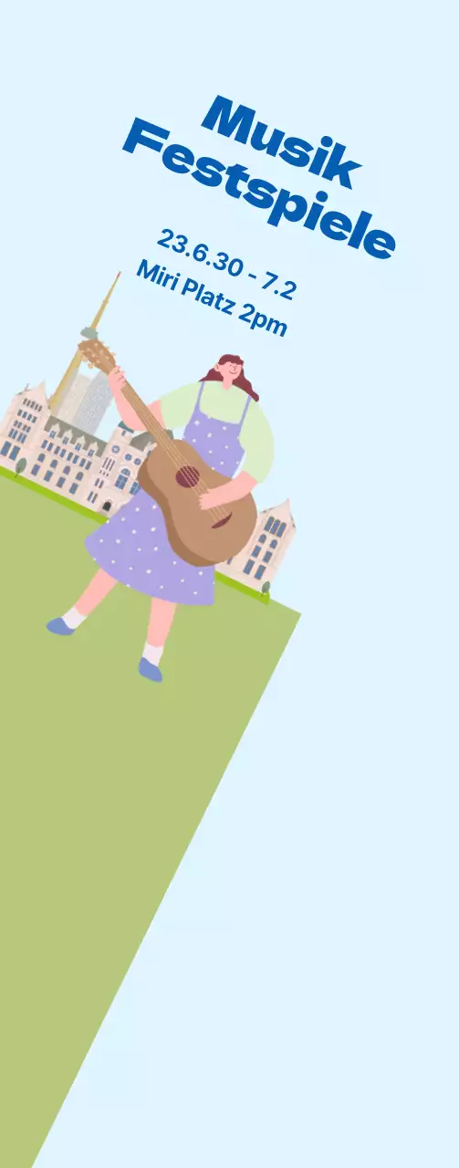 Musikfestival Promotion Medium auf hellblau, grünes Gras Hintergrund