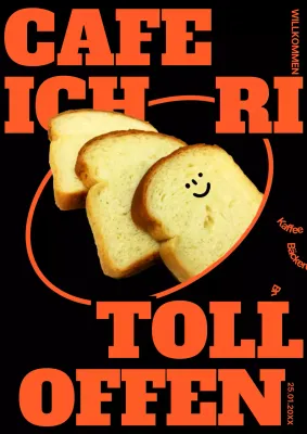 Eröffnung eines hippen Bäckerei-Cafés in Schwarz und Neonorange (Webposter vertikal)