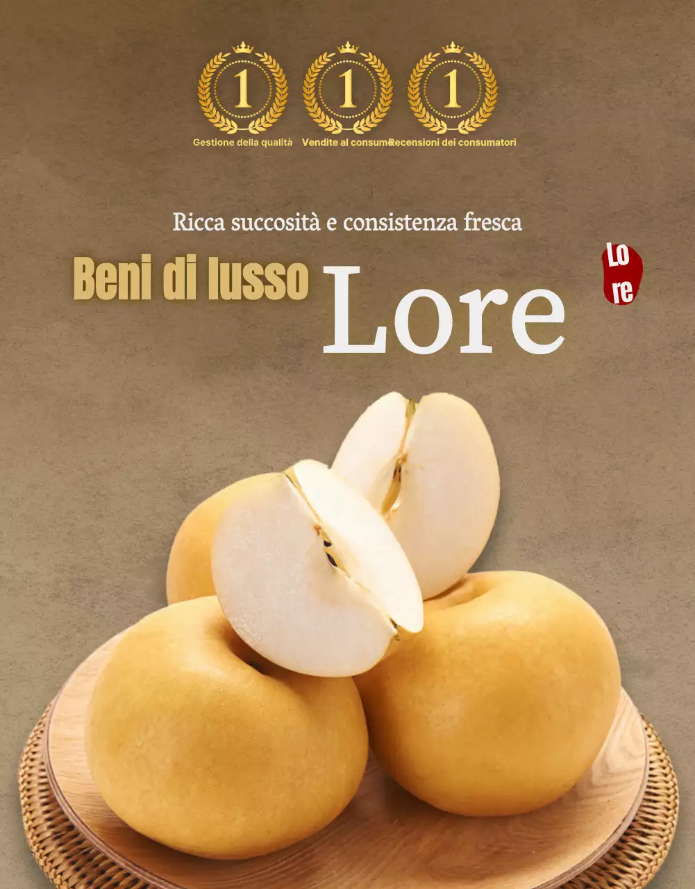 Pagina di vendita della frutta con texture tradizionale in carta