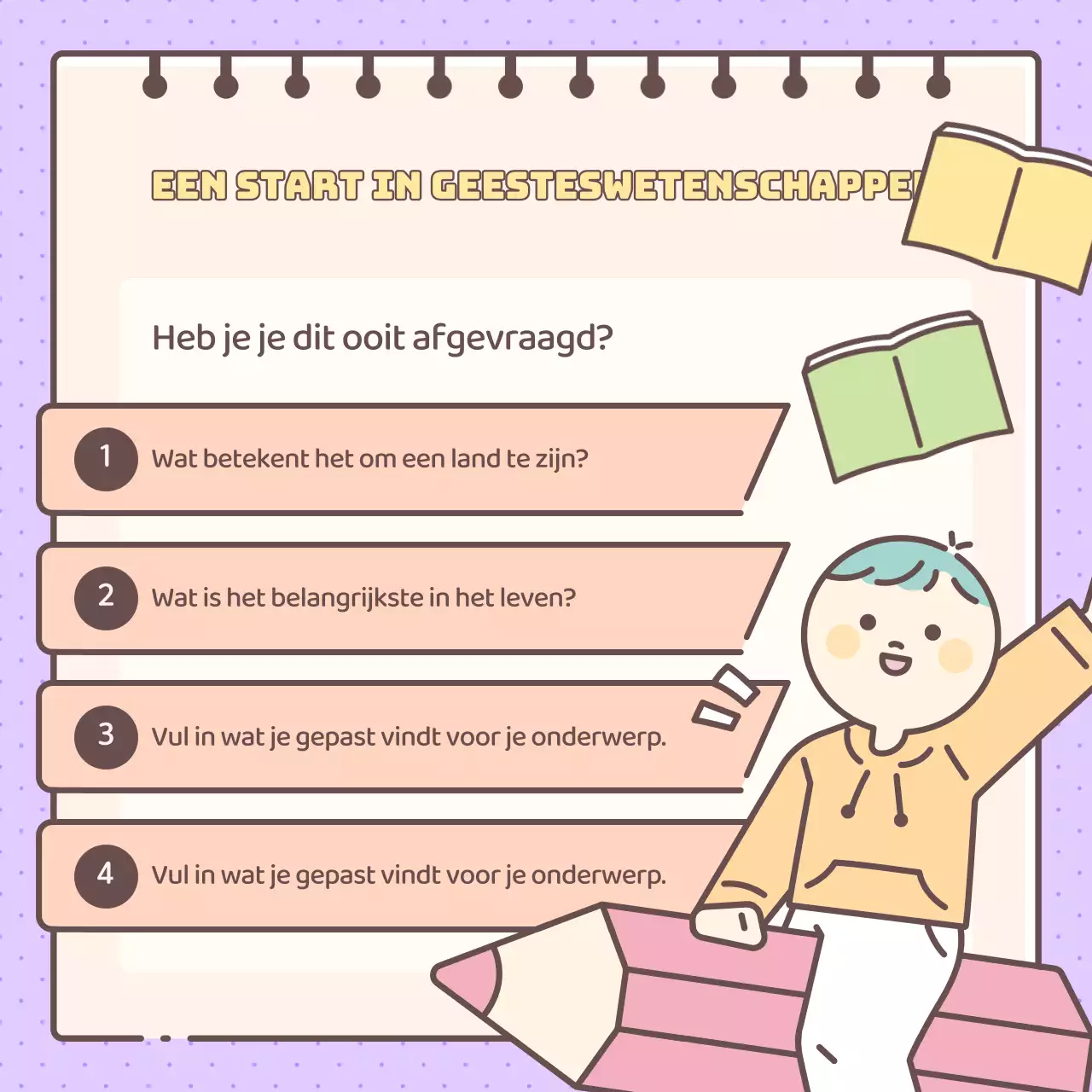 Leuke Academie voor Menswetenschappen in geel en paars