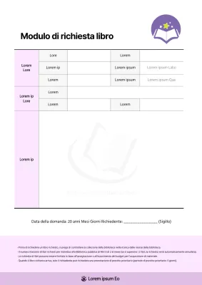 Modulo di richiesta dei punti viola per gli acquisti in biblioteca