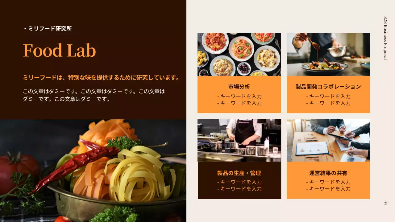 茶色 モダン レストラン 企画書 プレゼンテーション