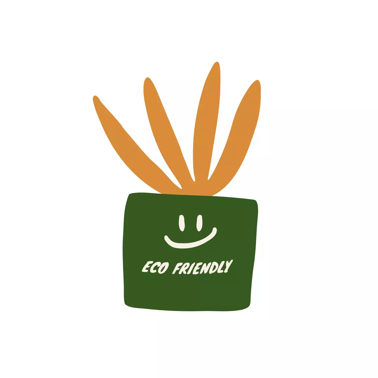 オレンジとグリーンのミニマルなオーガニックコンセプトのイラストが描かれた環境にやさしいビーガン製品のご案内。