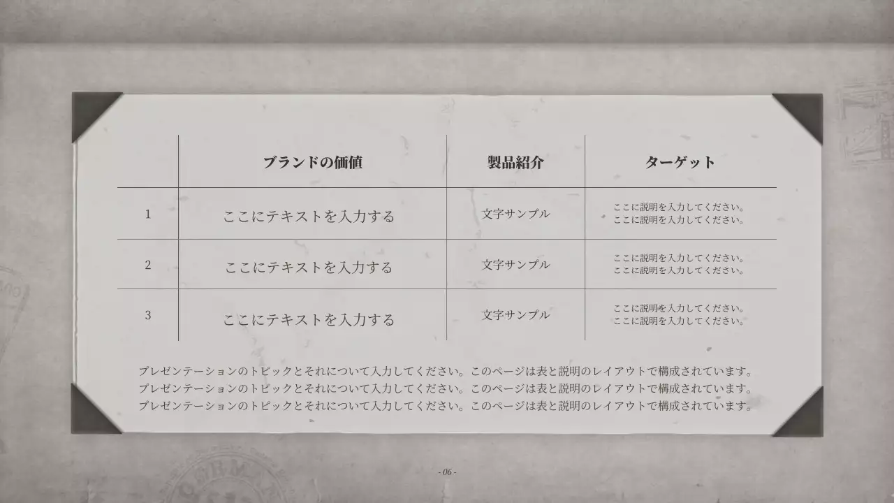 茶色 古風 ブランド ドキュメント プレゼンテーション