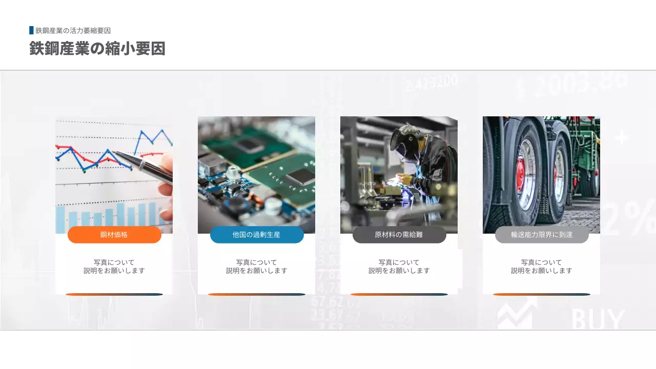 青 モダン 鉄鋼業 報告書 プレゼンテーション