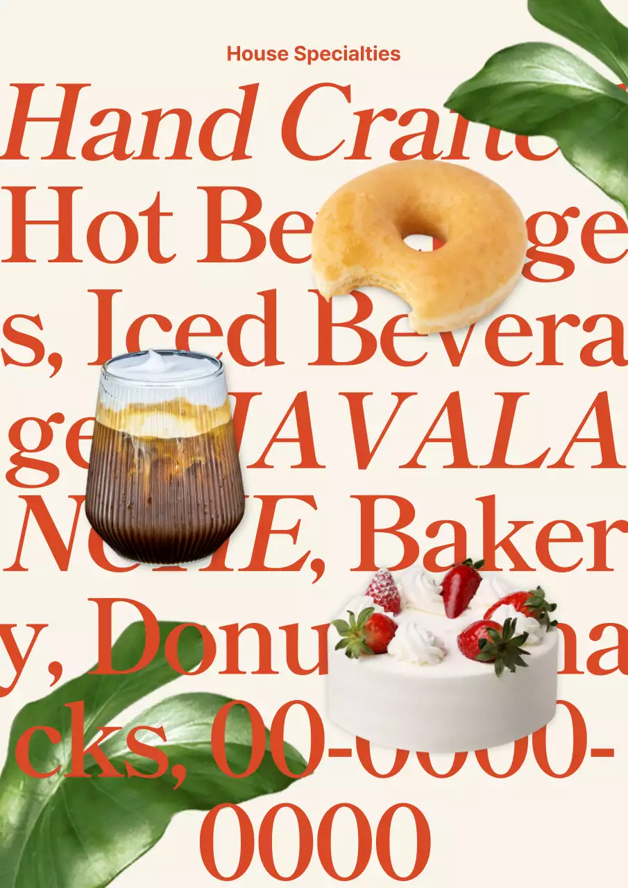 ベージュ モダン カフェ メニュー ポスター