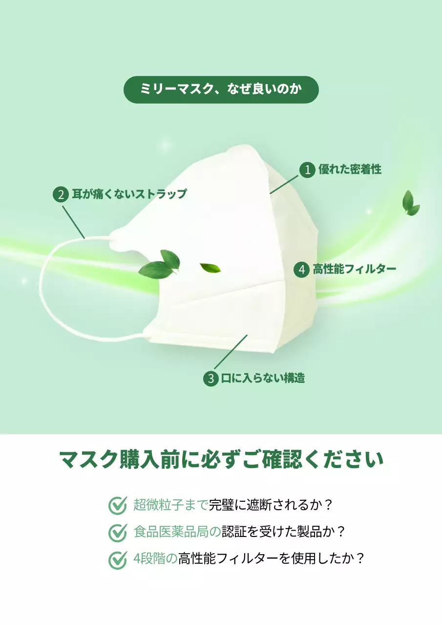 緑 シンプル マスク ポスター 詳細ページ