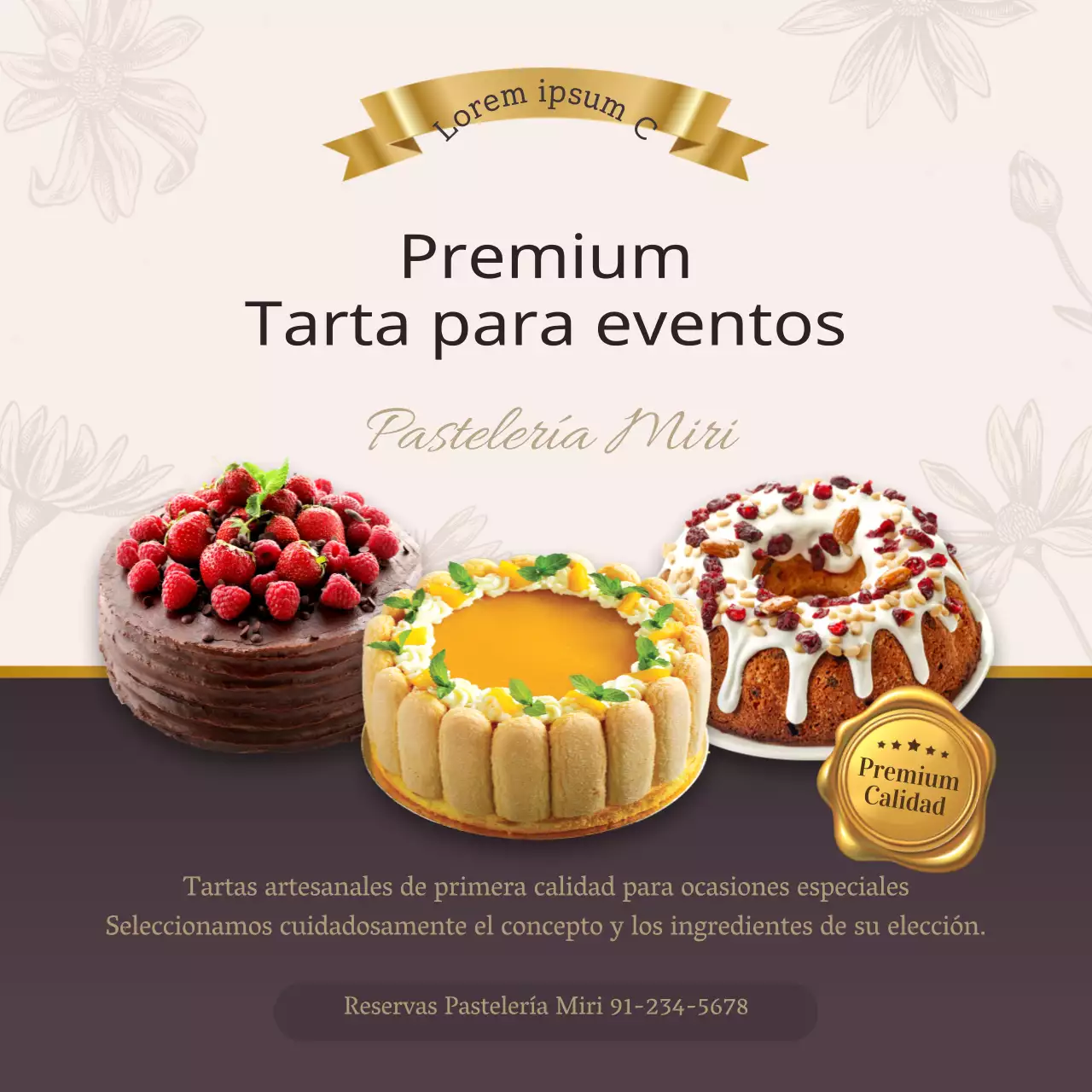 Promoción de la creación de una tarta para eventos de primera calidad con tonos rojos