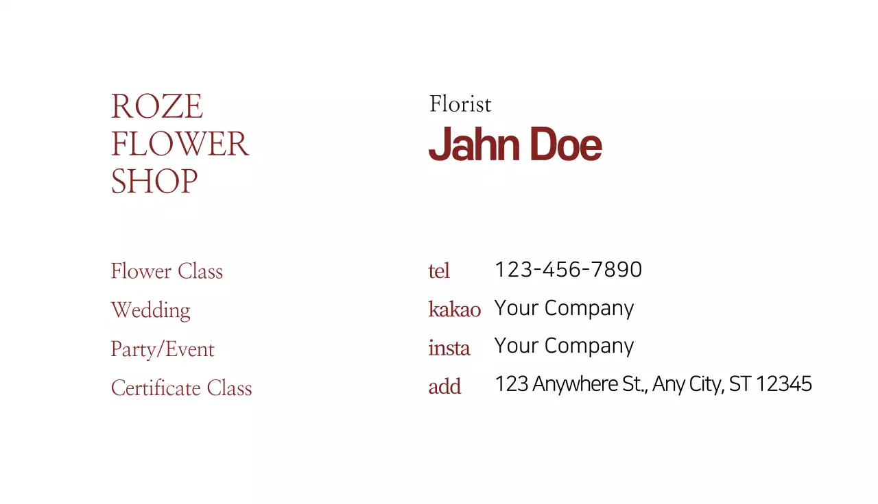 Coral Elegant Flower Business Card