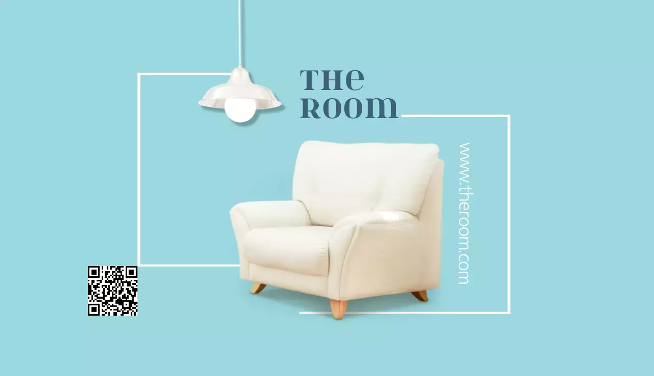 水色 シンプル 家具 名刺