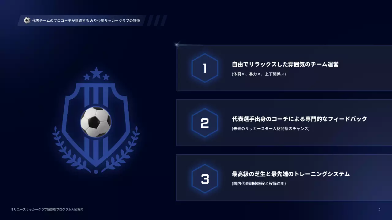 青 モダン サッカー プラン プレゼンテーション