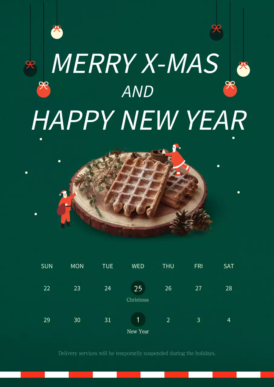Green Traditional Holiday Announcement Poster