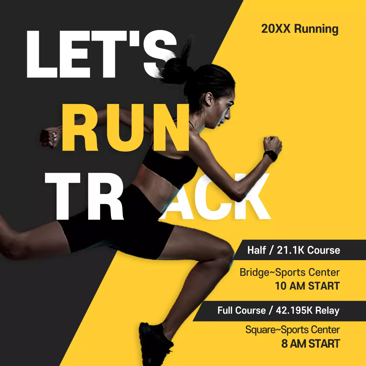 Yellow Modern Running Promotion Instagram Post
