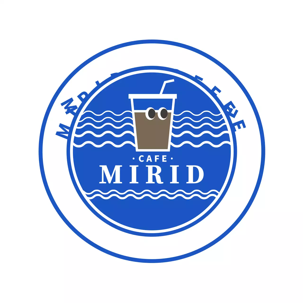 青色かわいいコーヒーイラスト カフェ用カフェロゴ コースター