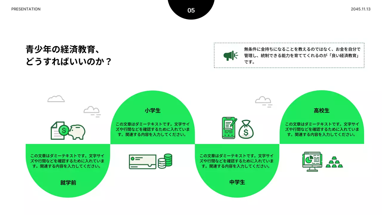 緑 モダン 教育 プレゼンテーション