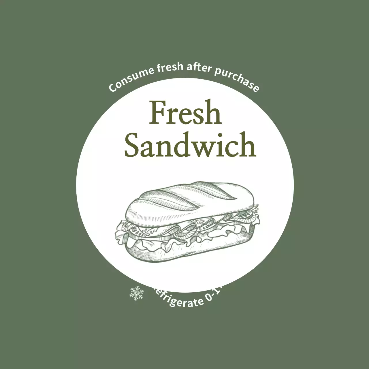 Green illustration vintage food sandwich label