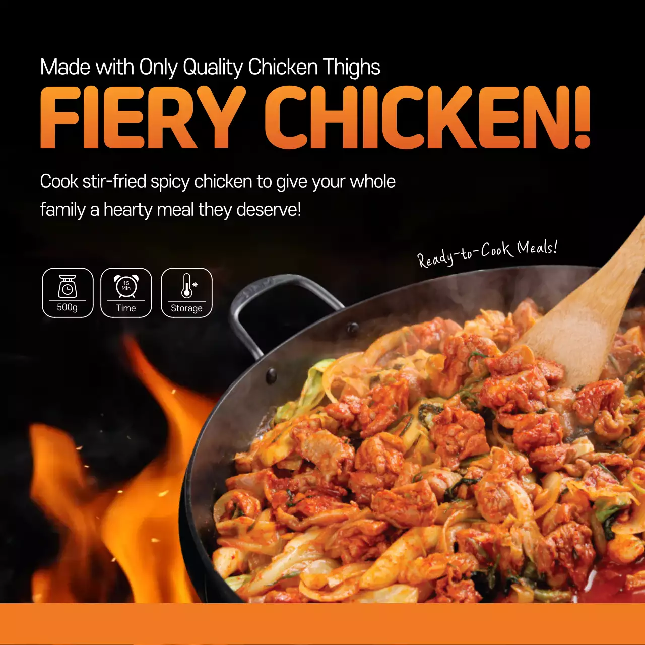 Orange Bold Chicken Promotion Social Media Post