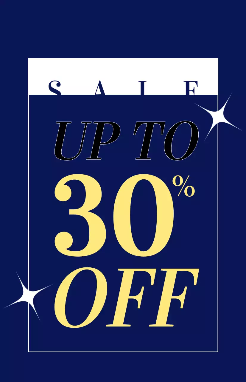 ネイビー地に黄色いフォントが強調された夏の割引ウィンドウフラグ