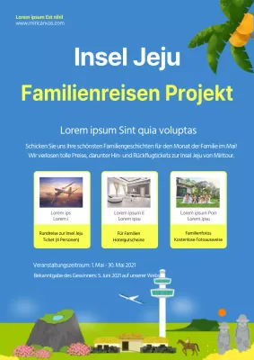 Blau-grüne Okinawa Familienreise-Event-Seite