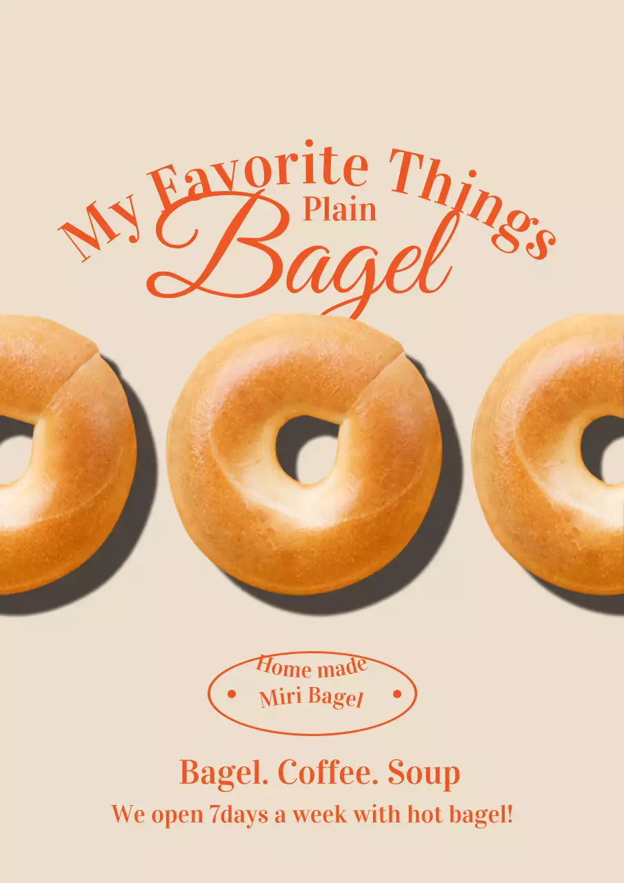 ベージュ シンプル ベーグル メニュー ポスター