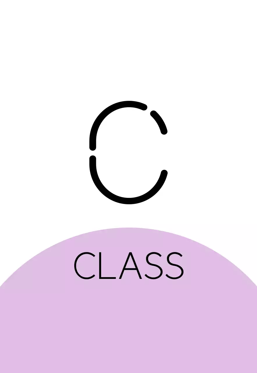 空紫ピンクの図形と黒の塾学校のクラス名からなる場所案内板。