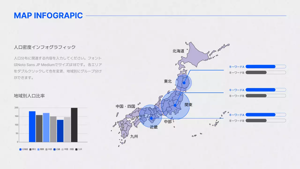 青 シンプル 地図 ドキュメント インフォグラフィック