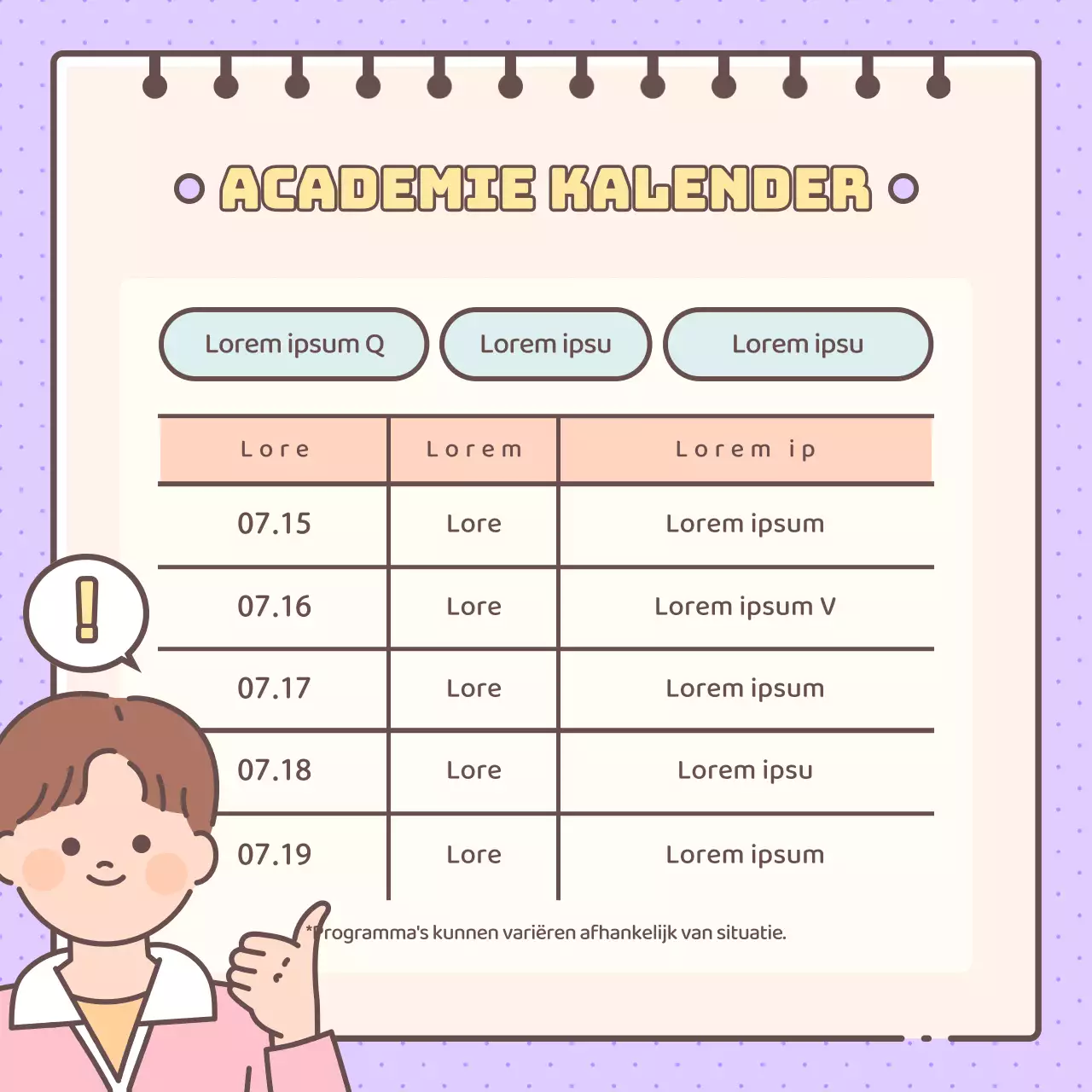 Leuke Academie voor Menswetenschappen in geel en paars