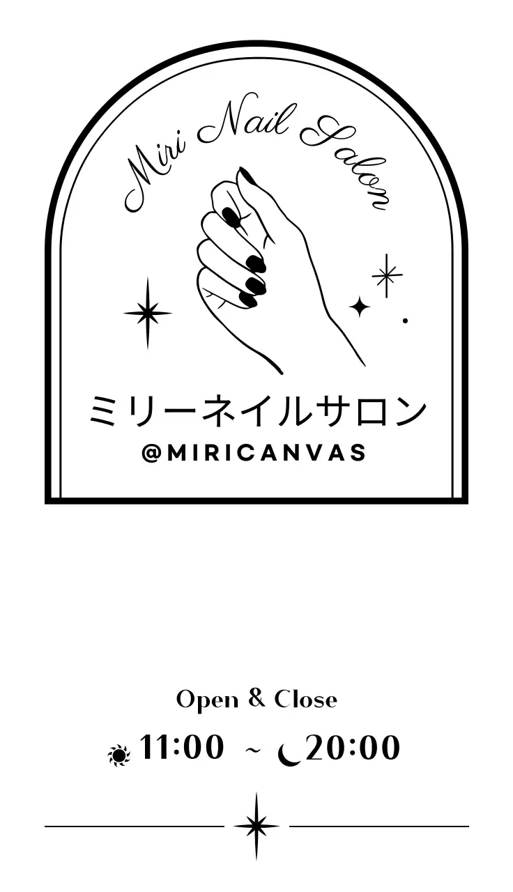 白黒のすっきりとした手のイラストネイルサロン