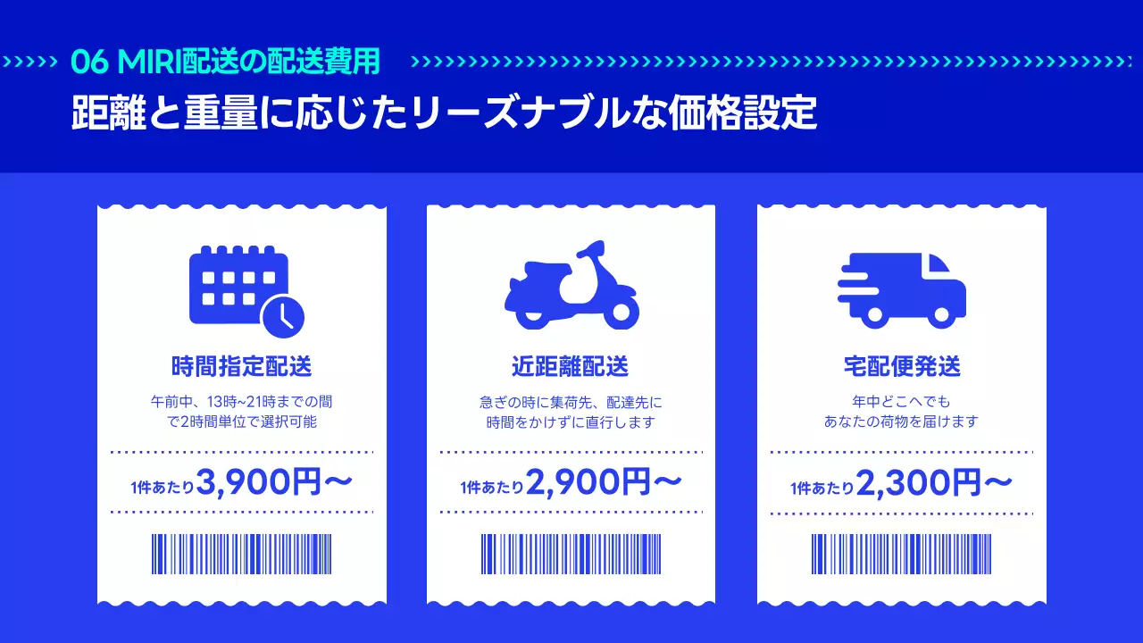 青 モダン 配送 サービス案内 プレゼンテーション