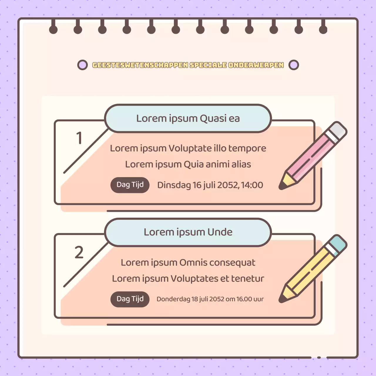 Leuke Academie voor Menswetenschappen in geel en paars