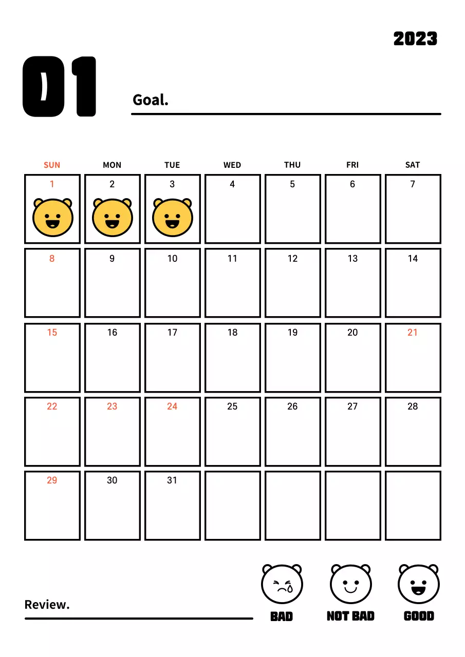 スッキリとしたラインの新年計画ゴールトラッカー